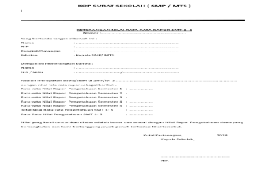 FORMAT NILAI RATA RATA RAPOR SMT 1-5